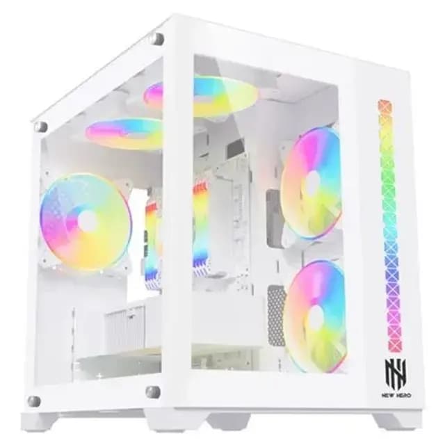 GABINETE GAMER AQUARIO MAJESTY RGB MID TOWER (BRANCO)- NH-GBMJ-WH-01 - NEW HERO