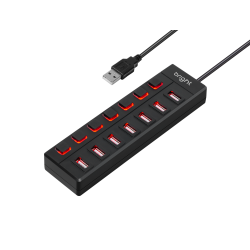 HUB USB 7 PORTAS ( PRETO ) COM CHAVE ON/OFF - HB003 -  BRIGHT 