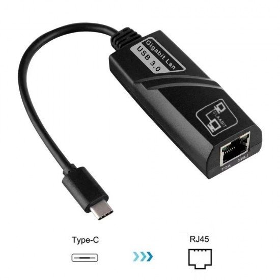 Adaptador de Rede Nova Voo, USB Tipo-C p/ RJ45 Lan Ethernet Gigabit Adaptador de Rede Nova Voo, USB Tipo-C p/ RJ45 Lan Ethernet Gigabit