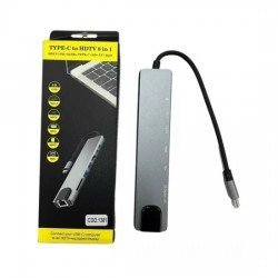 Adaptador Hub 8 Em 1 USB Tipo-C, HDMI, RJ45, SD Notebook Mac 4k Adaptador Hub 8 Em 1 USB Tipo-C, HDMI, RJ45, SD Notebook Mac 4k