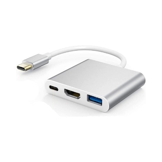 Adaptador Tipo C Multiporta Com USB HDMI e USB-C Adaptador Tipo C Multiporta Com USB HDMI e USB-C