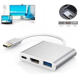 Adaptador Tipo C Multiporta Com USB HDMI e USB-C Adaptador Tipo C Multiporta Com USB HDMI e USB-C