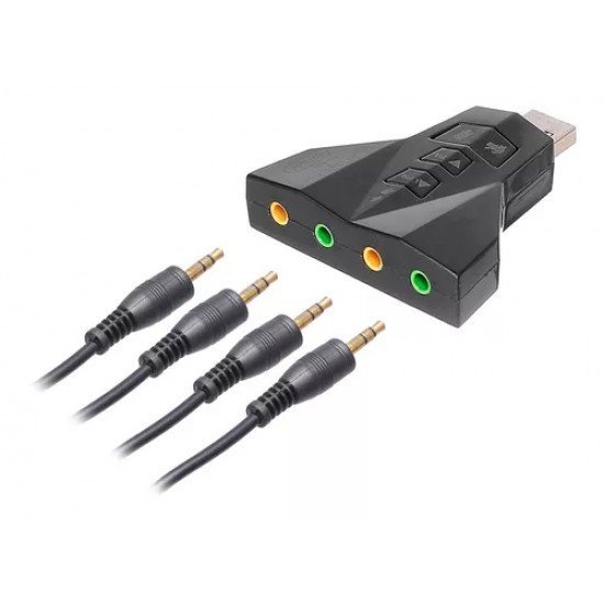 Adaptador USB Para 7.1 Duplo Microfone/ Headset, Knup – HB-T65 Adaptador USB Para 7.1 Duplo Microfone/ Headset, Knup – HB-T65