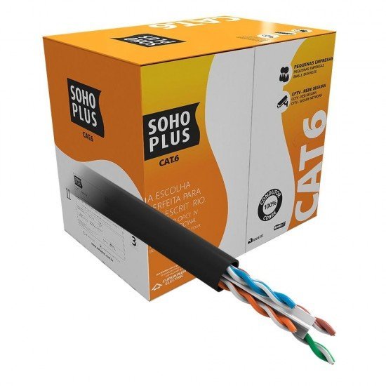 CABO DE REDE CAT6 4P FURUKAWA 100% COBRE - SOHOPLUS - PRETO (VENDA POR METRO) CABO DE REDE CAT6 4P FURUKAWA 100% COBRE - SOHOPLUS - PRETO (VENDA POR METRO)