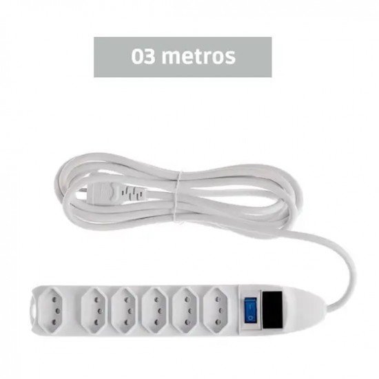 Filtro Extensão 6 Tomadas Elétricas Lidermix S7606-3m Bivolt Filtro Extensão 6 Tomadas Elétricas Lidermix S7606-3m Bivolt