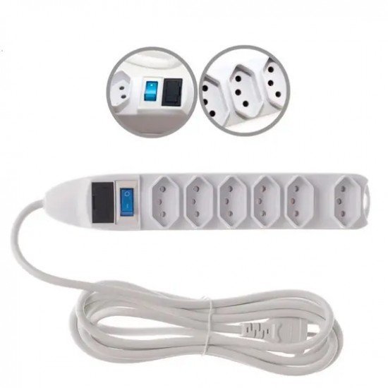 Filtro Extensão 6 Tomadas Elétricas Lidermix S7606-3m Bivolt Filtro Extensão 6 Tomadas Elétricas Lidermix S7606-3m Bivolt