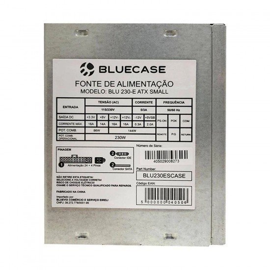 FONTE ATX 230W NOMINAL - BLUECASE FONTE ATX 230W NOMINAL - BLUECASE