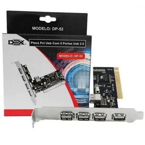 Placa PCI-E DEX DP-52 USB 2.0 Com 5 Portas
