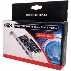 PLACA PCI-E USB 3.0 X4 - DEX - REF. DP-43 PLACA PCI-E USB 3.0 X4 - DEX - REF. DP-43