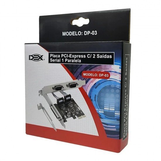 PLACA PCI-E 2 SERIAL E 1 PARALELO - DEX - REF. DP-03 PLACA PCI-E 2 SERIAL E 1 PARALELO - DEX - REF. DP-03