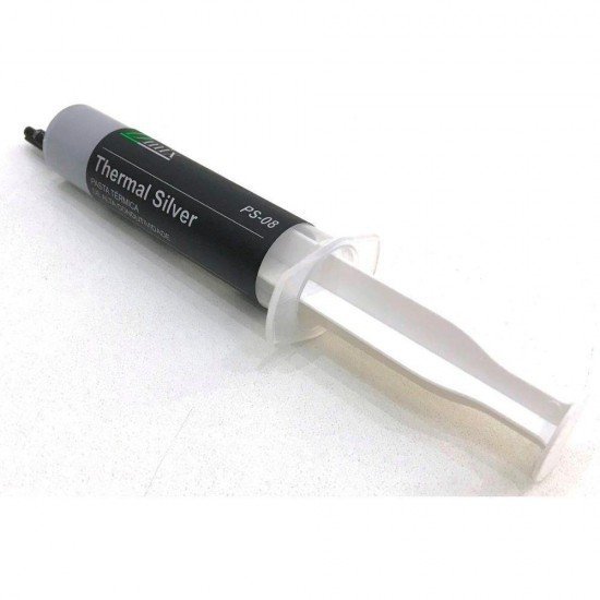 Pasta Térmica Thermal Silver Seringa, Processador Note e PC, com Pazinha, Prata, 30g - PS-08 Pasta Térmica Thermal Silver Seringa, Processador Note e PC, com Pazinha, Prata, 30g - PS-08