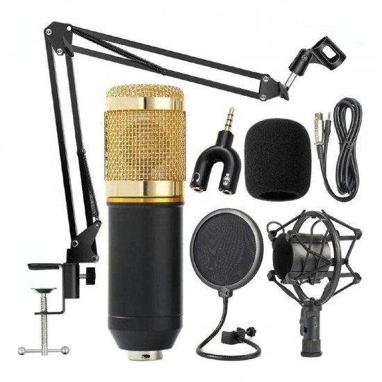Microfone Condensador Mymax, Unidirecional, Com Suporte Metal Articulado, Preto Microfone Condensador Mymax, Unidirecional, Com Suporte Metal Articulado, Preto