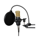 Microfone Condensador Mymax, Unidirecional, Com Suporte Metal Articulado, Preto Microfone Condensador Mymax, Unidirecional, Com Suporte Metal Articulado, Preto