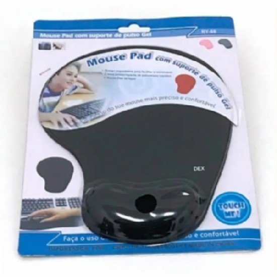 Mouse Pad Dex com Suporte de Pulso Gel, 23x19 cm, Preto - RY-68 Mouse Pad Dex com Suporte de Pulso Gel, 23x19 cm, Preto - RY-68