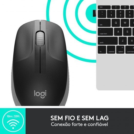 MOUSE S/ FIO LOGITECH M190 RC NANO PRETO