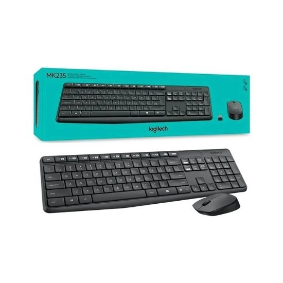 Kit Teclado e Mouse sem fio Logitech MK235, USB, Pilhas Inclusas e Layout ABNT2 Kit Teclado e Mouse sem fio Logitech MK235, USB, Pilhas Inclusas e Layout ABNT2