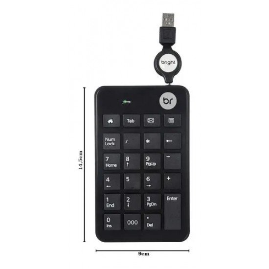 Teclado Numérico 0134 Bright, USB, Preto Teclado Numérico 0134 Bright, USB, Preto