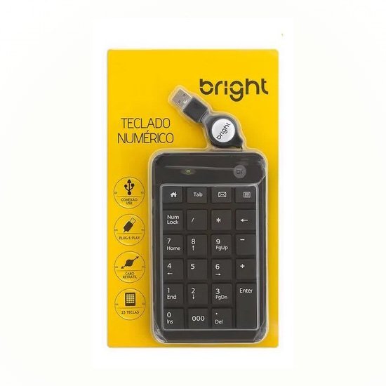 Teclado Numérico 0134 Bright, USB, Preto Teclado Numérico 0134 Bright, USB, Preto